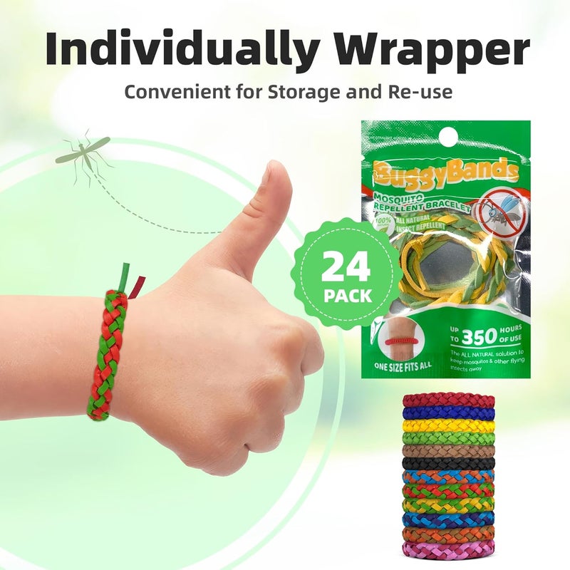 BuggyBands Mosquito Repellent Bracelets, DEET-Free, Individually Wrapped PU Leather Insect & Bug Repellent Wrist Bands (Pack of 24) - Image 4
